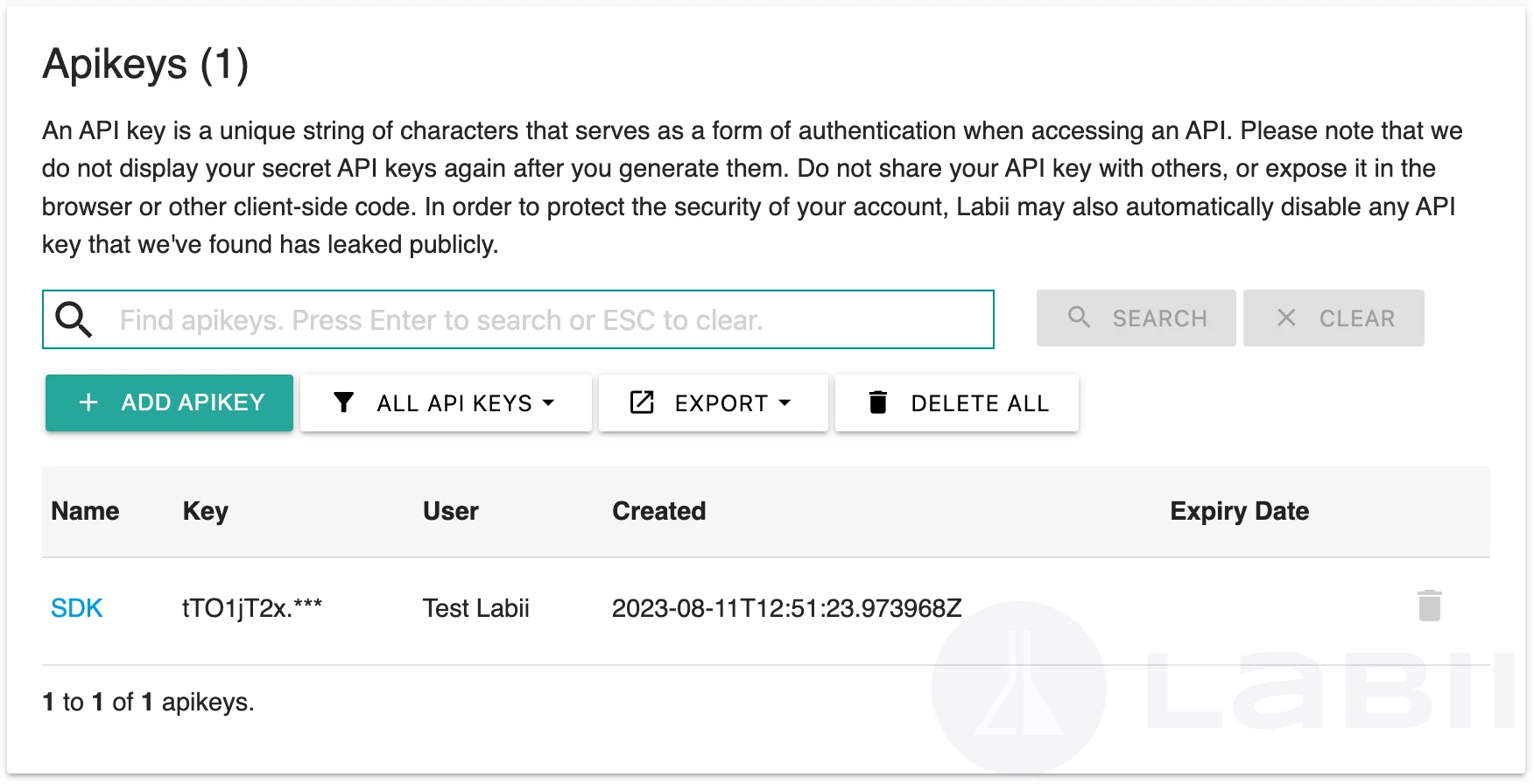 设置 apikey 列表