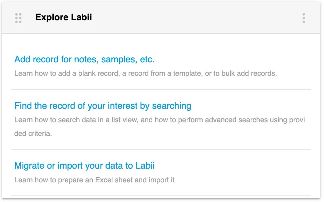 Explore Labii dashboard widget