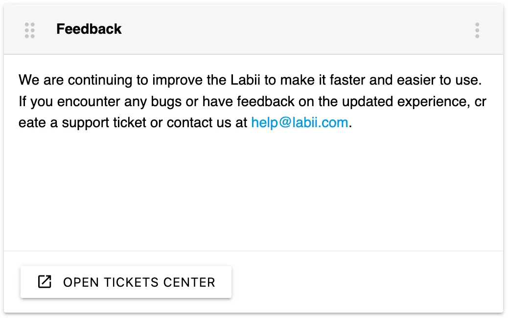Feedback dashboard widget