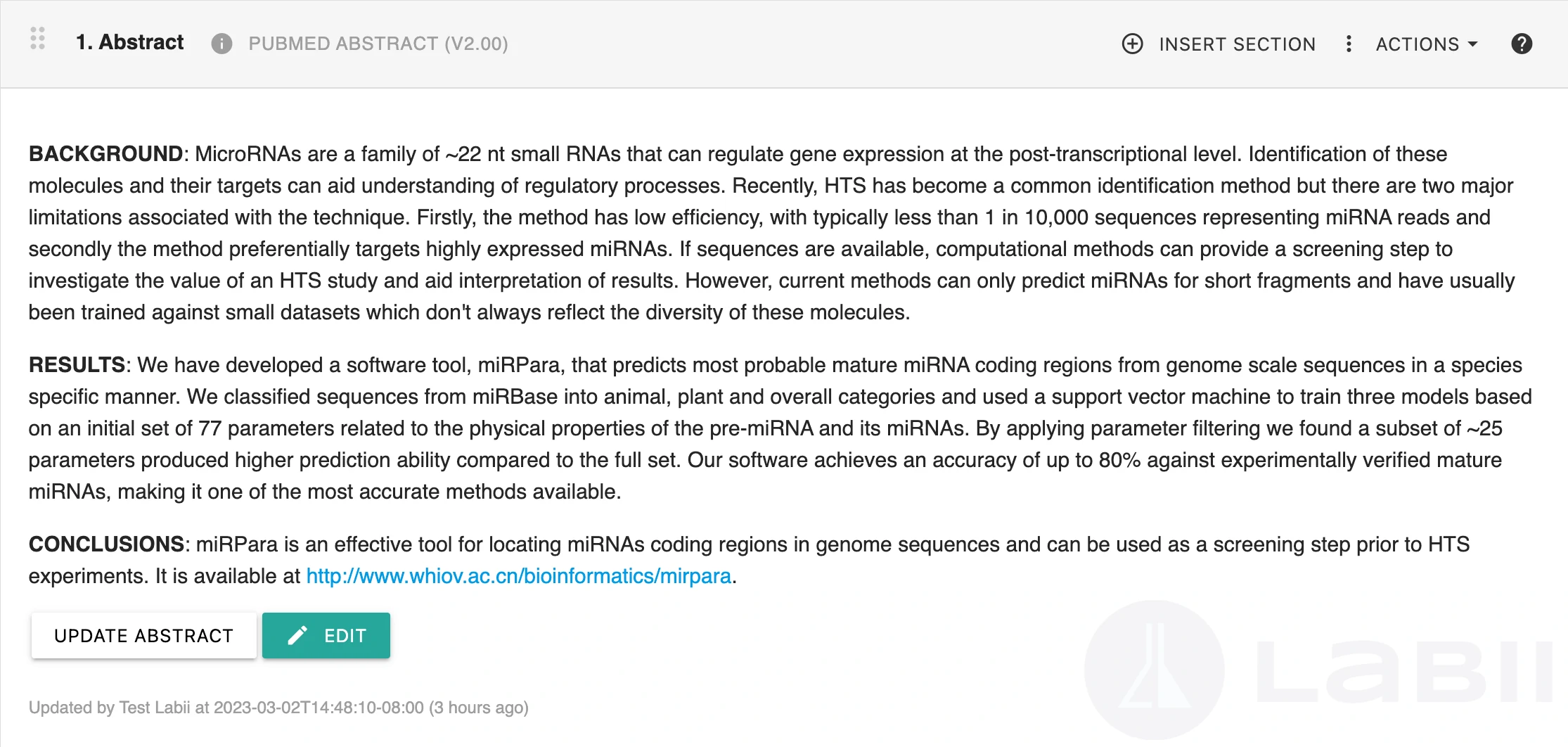 PubMed Abstract 小插件的只读视图
